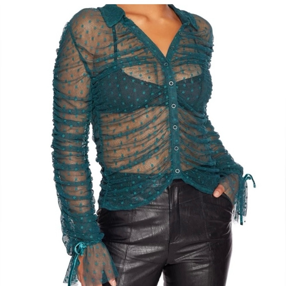 STEELE LITA LONG SLEEVE GREEN LACE TOP - XL NWT
